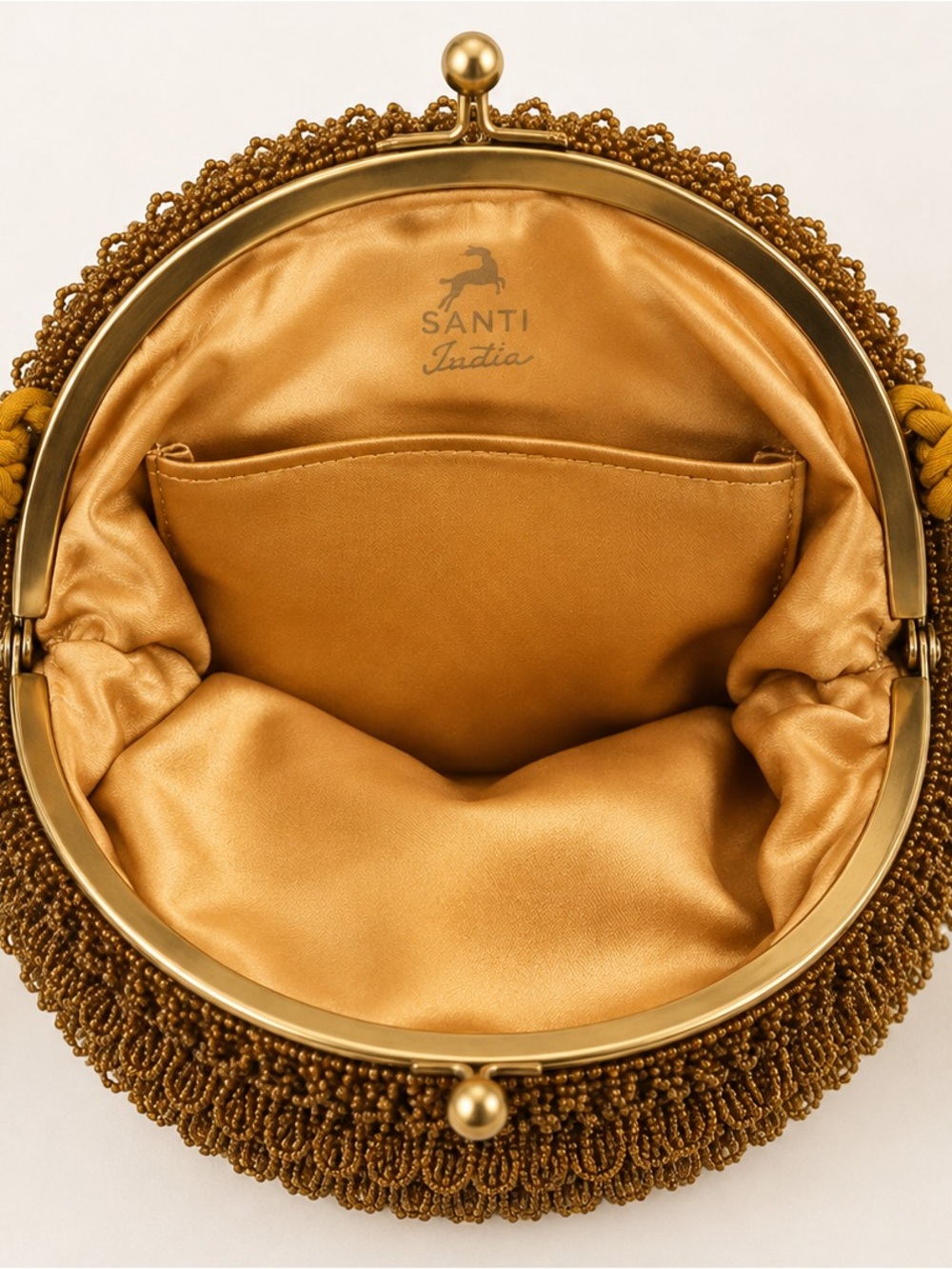 SANTI India Gold-Beaded Round Clutch